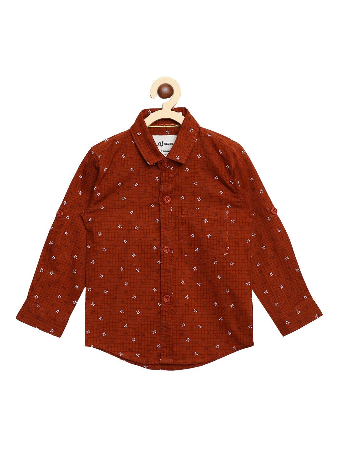 

Aj DEZInES Boys Maroon & White Regular Fit Floral Printed Casual Shirt