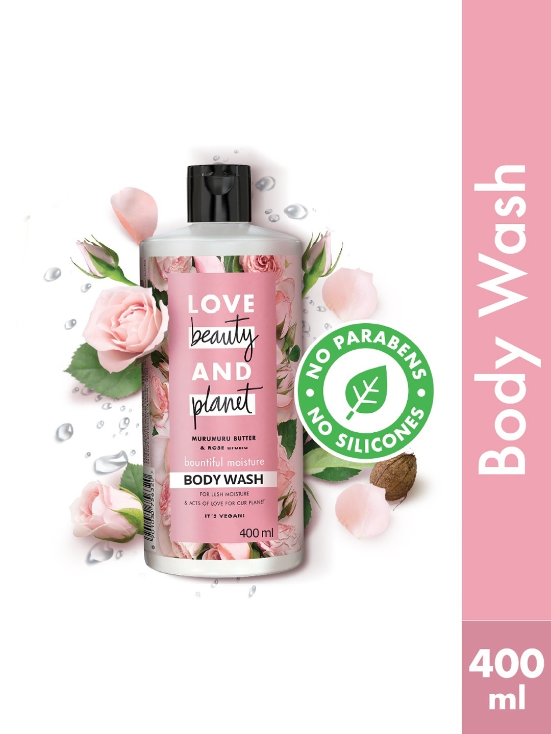 

Love Beauty & Planet Natural Murumuru Butter and Rose Shine Body Wash 400 ml, Pink