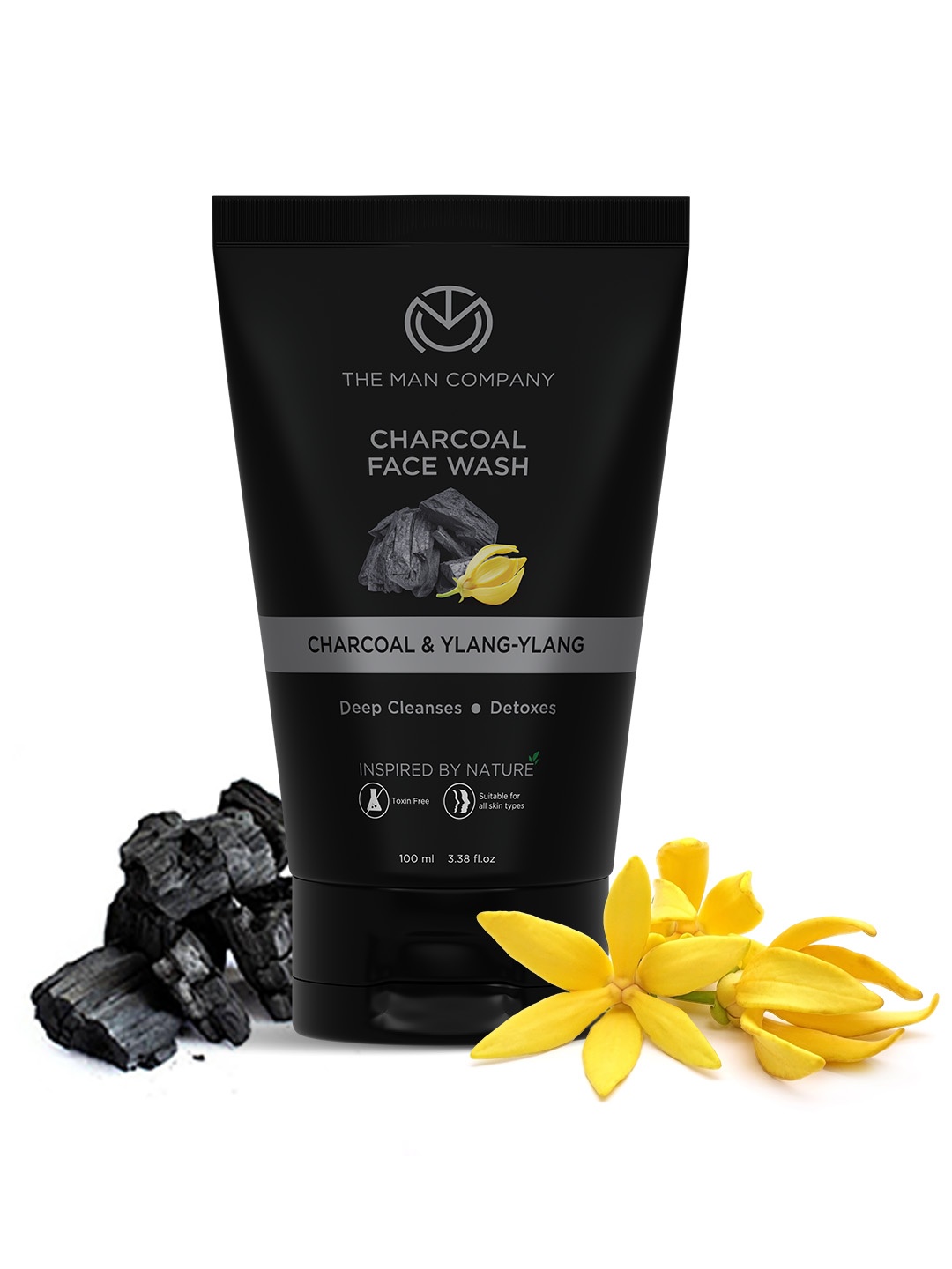 

THE MAN COMPANY Charcoal Face Wash with Ylang-Ylang & Argan Essential Oils 100 ml, Black