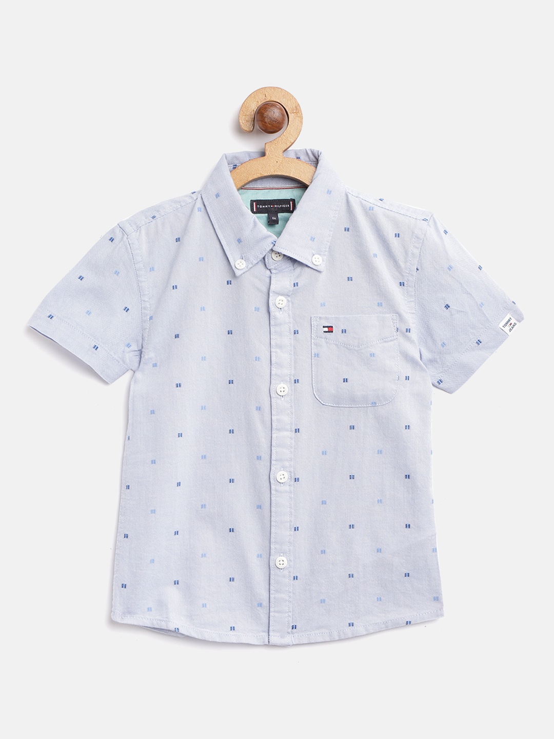 

Tommy Hilfiger Boys Blue Regular Fit Dobby Self Design Casual Shirt