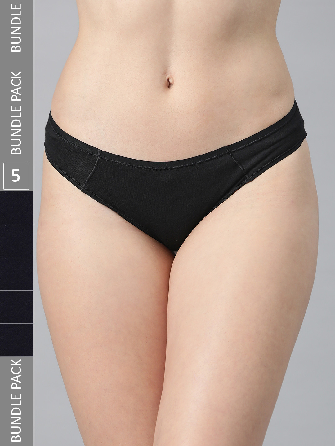 

Marks & Spencer Women Pack Of 5 Low-Rise No VPL Bikini Briefs, Black