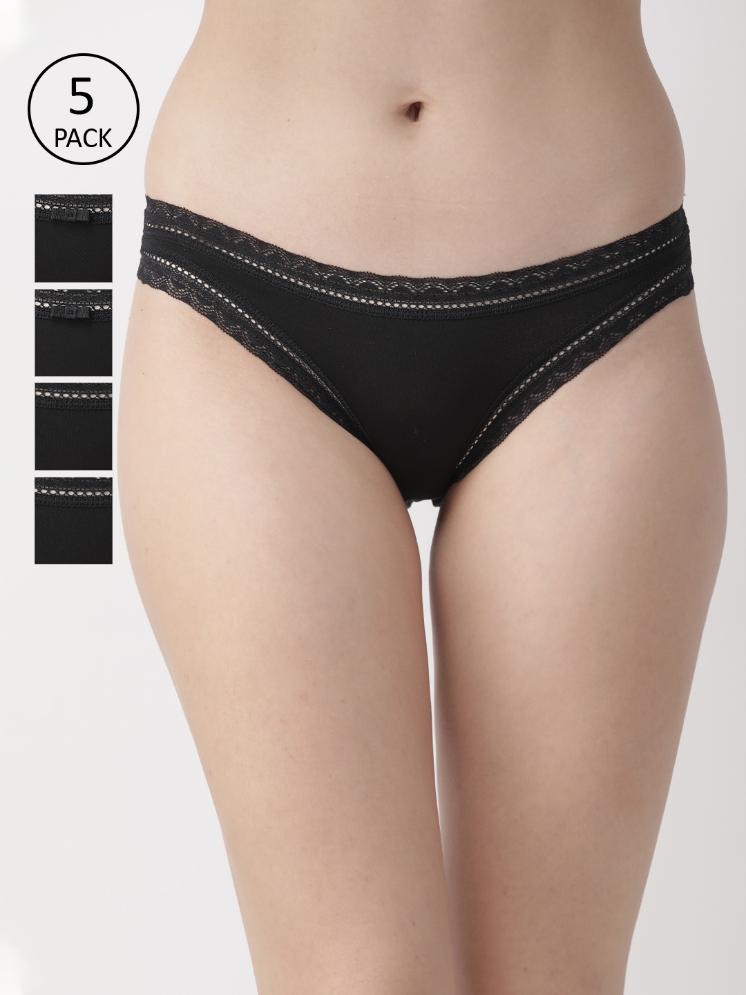 

Marks & Spencer Women Pack of 5 Black Solid Basic Briefs T615100B