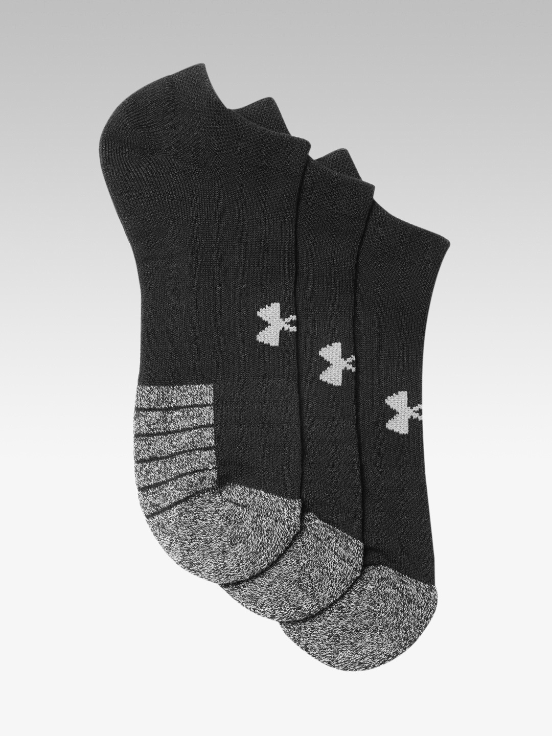 

UNDER ARMOUR Pack of 3 Black & Grey Melange Heatgear NS Colourblocked Running Socks