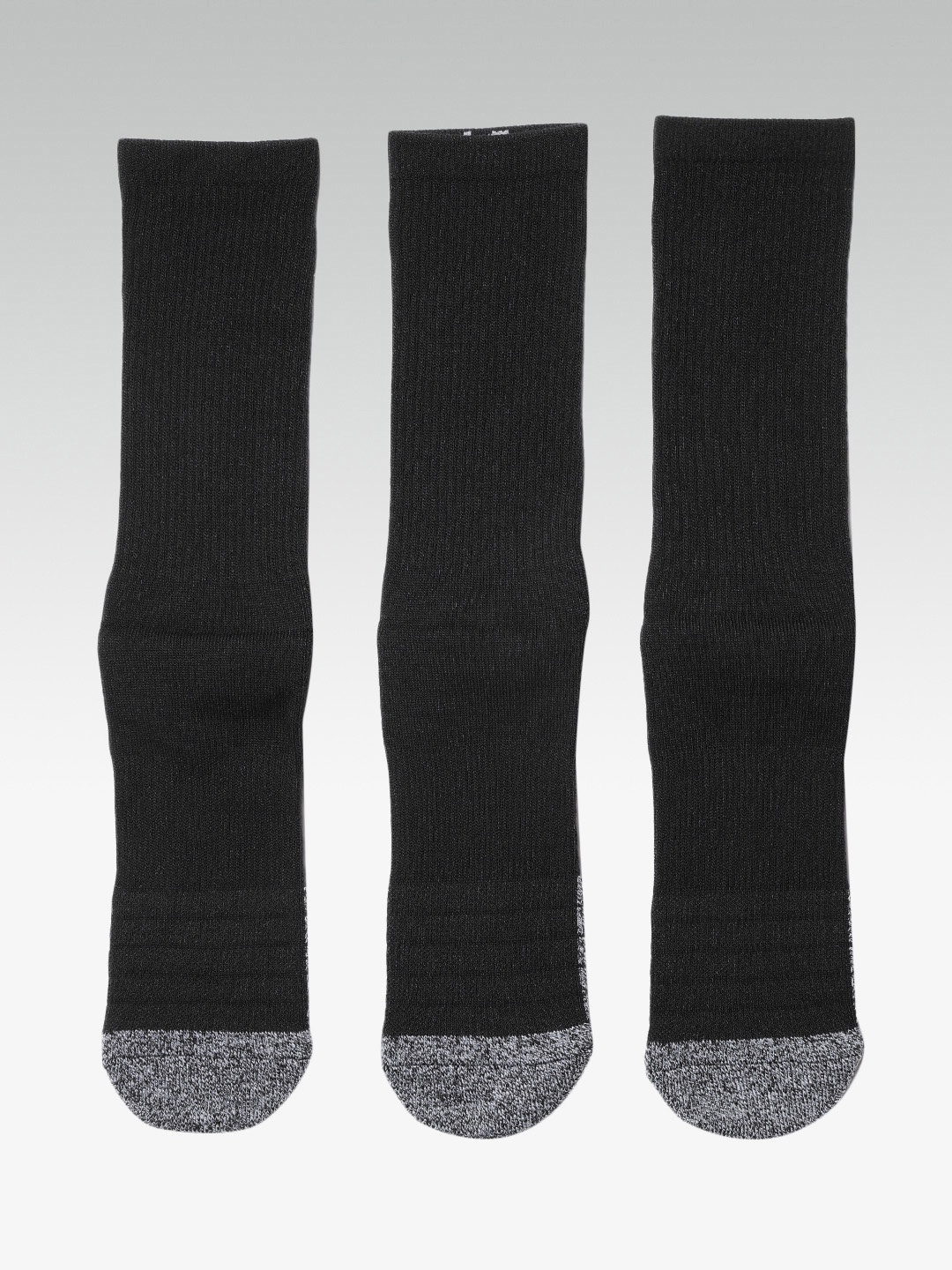 

UNDER ARMOUR Pack of 3 Black Solid Heatgear Crew Socks