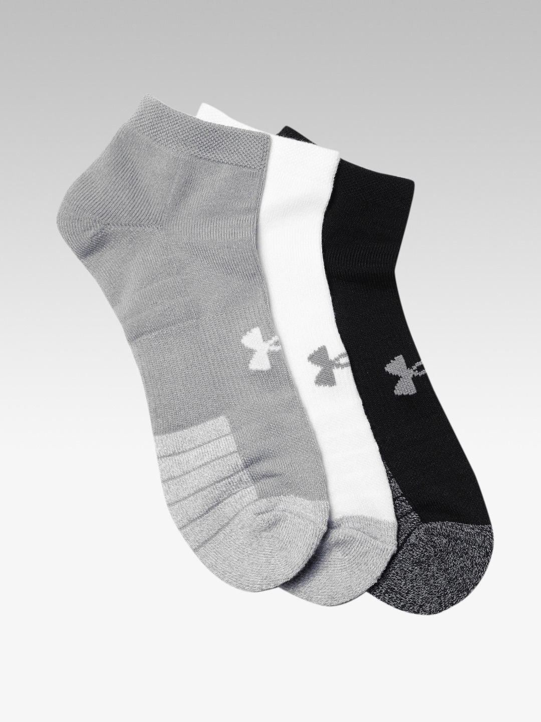 

UNDER ARMOUR Pack of 3 Solid Heatgear Locut Above Ankle Training Socks, Grey