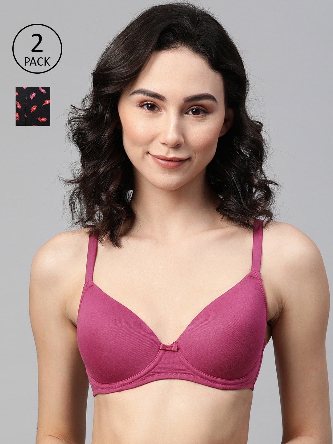 

Marks & Spencer Pack Of 2 Underwired Lightly Padded Bras T330384X, Magenta