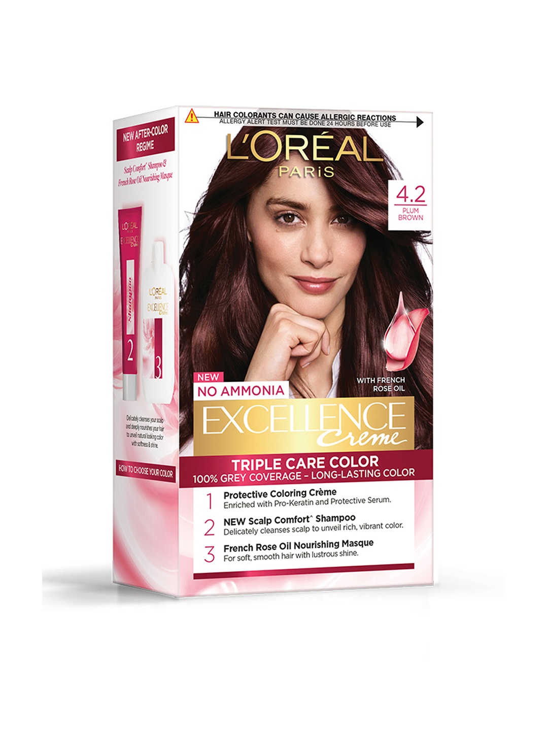 

LOreal Paris Excellence Creme Triple Care Hair Color 72 ml+100g - Plum Brown 4.20