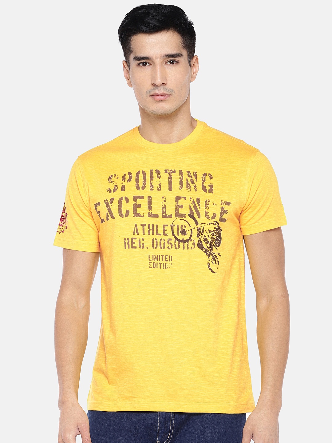 

Globus Men Yellow Printed Round Neck T-shirt