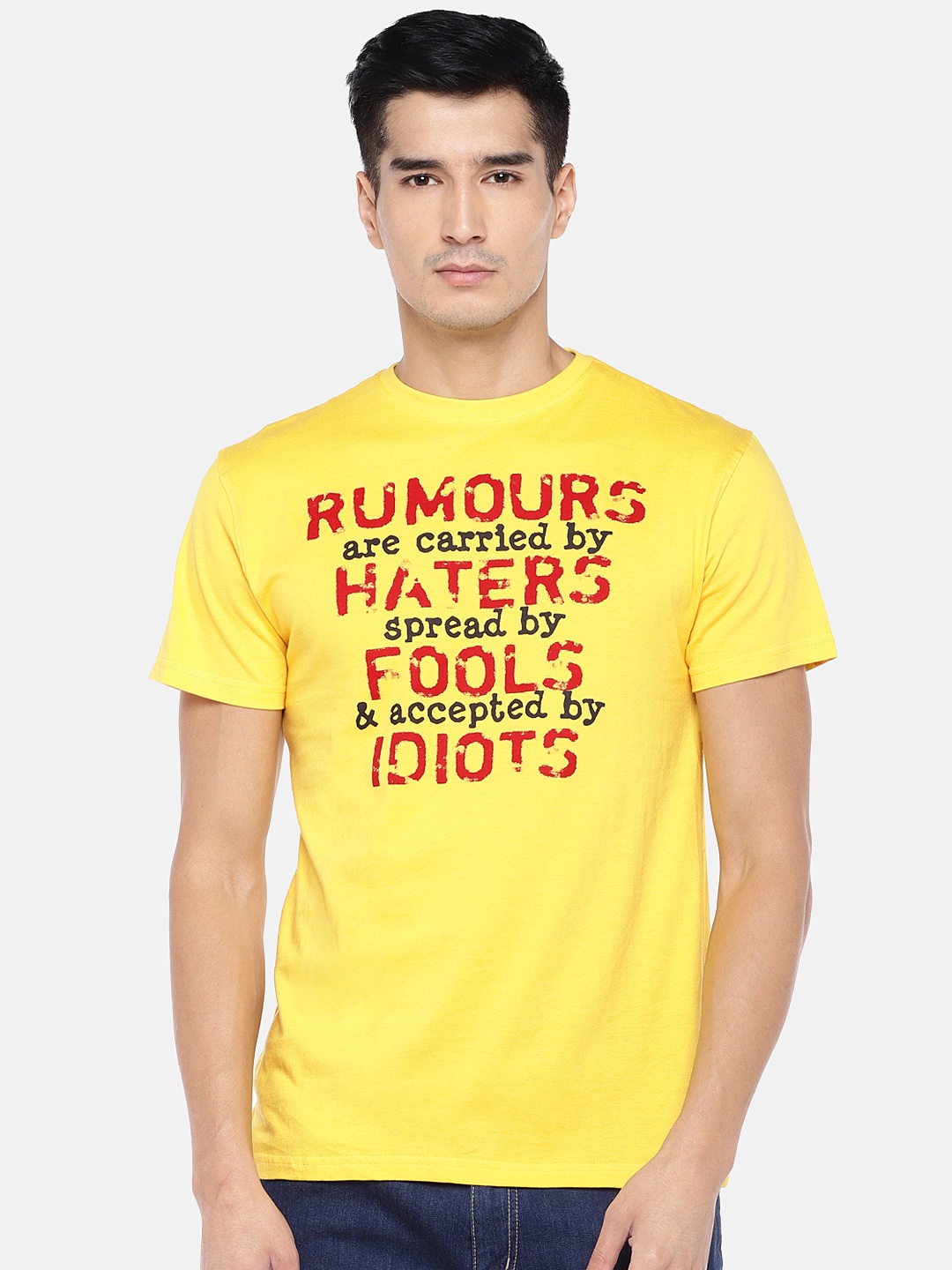 

Globus Men Yellow Printed Round Neck T-shirt