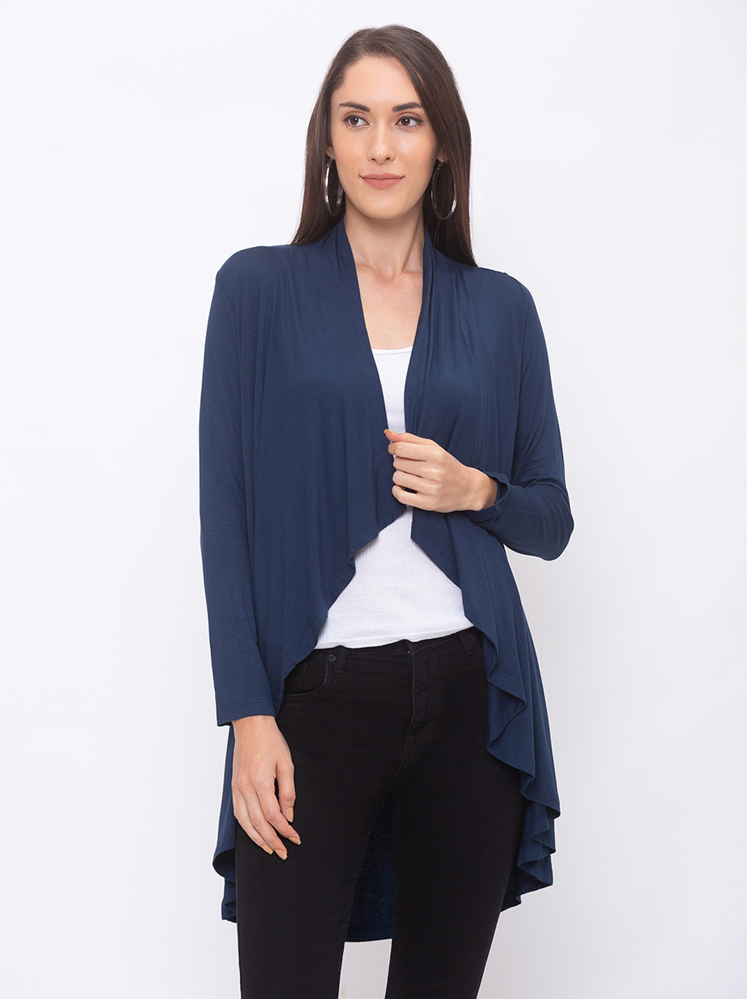 

Globus Women Navy Blue & White Colourblocked Top