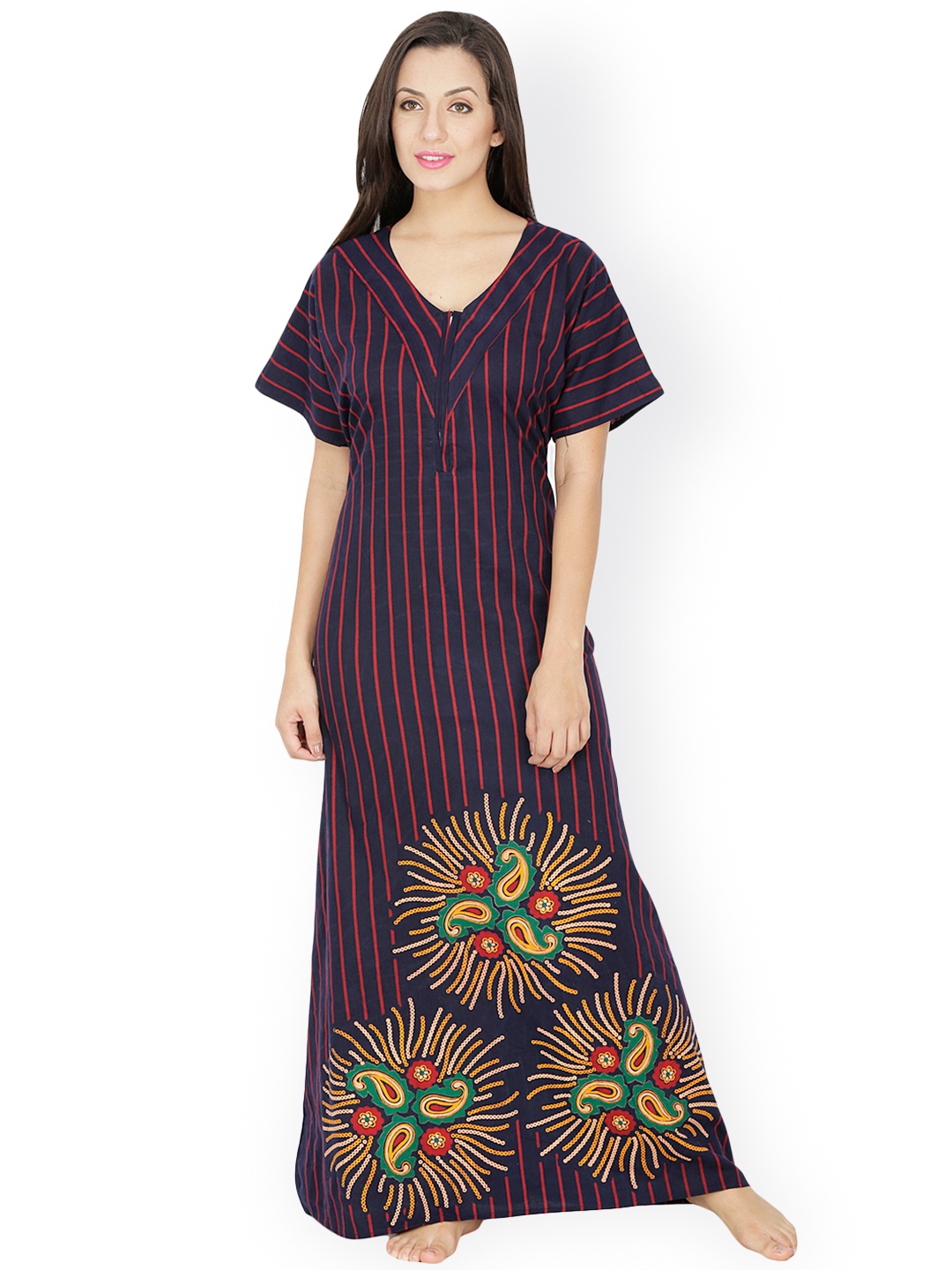 

Secret Wish Blue Printed Maxi Nightdress NT-135