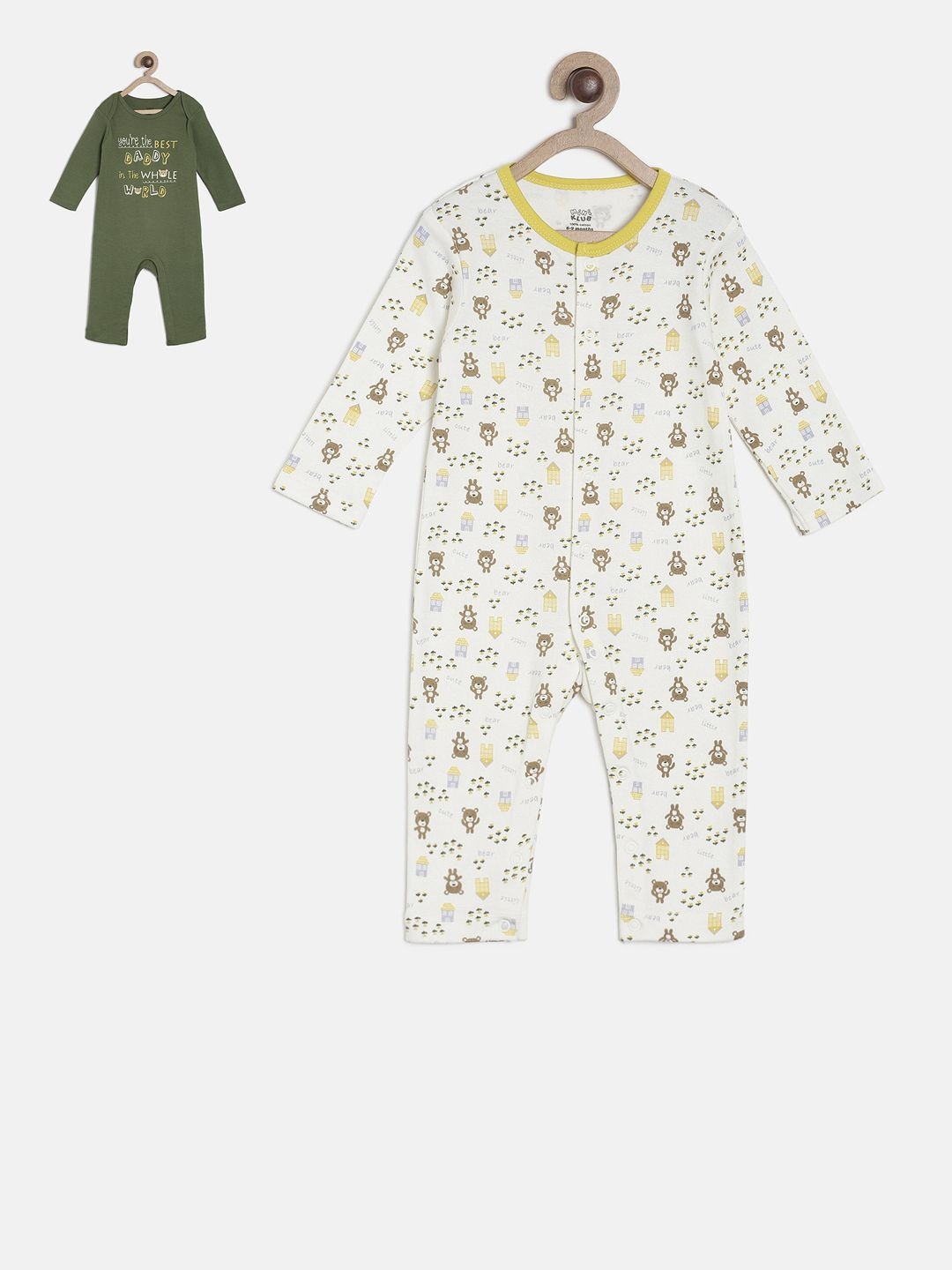 

MINI KLUB Boys Set Of 2 Printed Romper, White