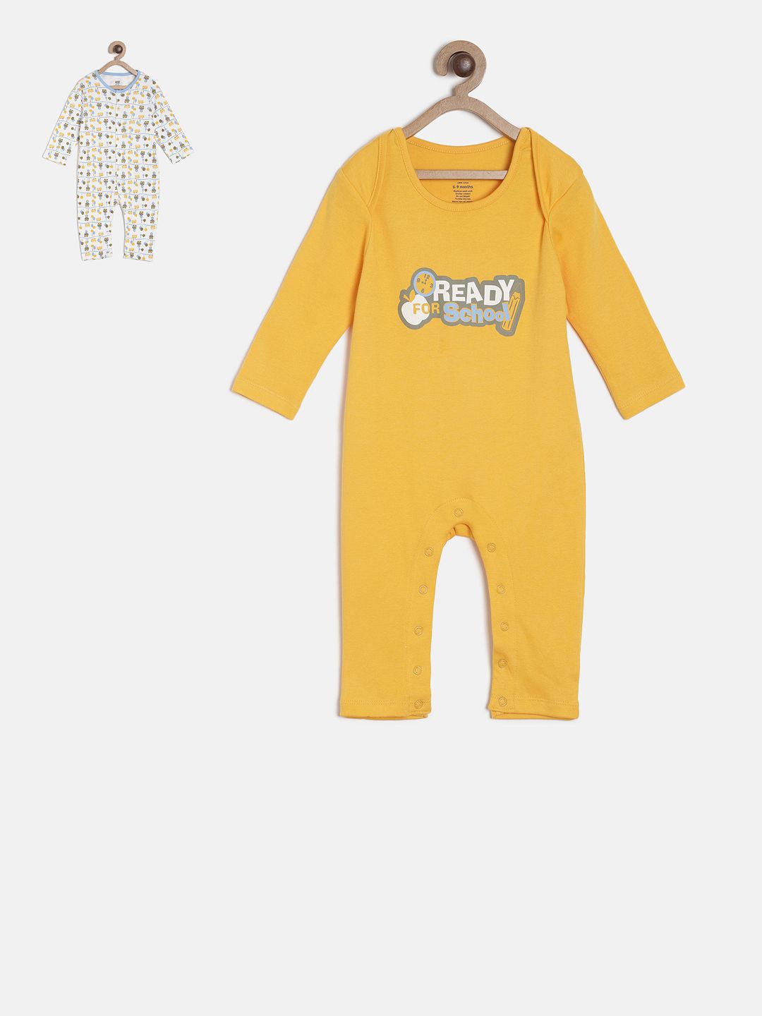

MINI KLUB Boys Set Of 2 Printed Romper, Yellow