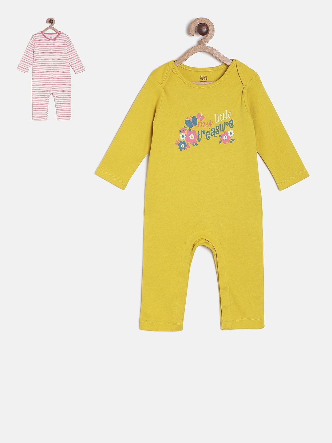 

MINI KLUB Girls Pack of 2 Minnie Mouse Printed Rompers, Yellow