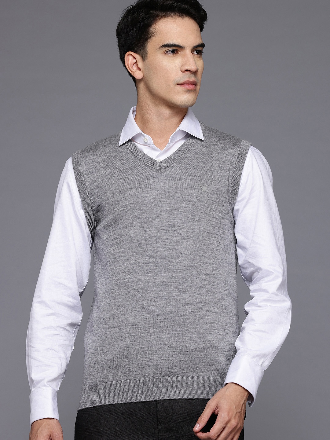 

Louis Philippe Woollen Sweater Vest, Grey melange