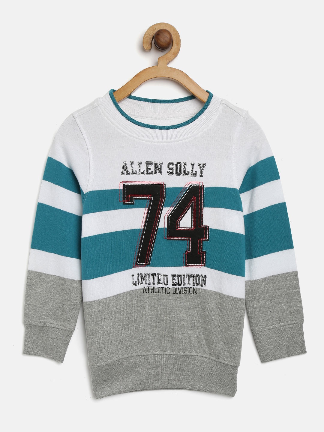 

Allen Solly Junior Boys White & Grey Melange Striped Sweatshirt
