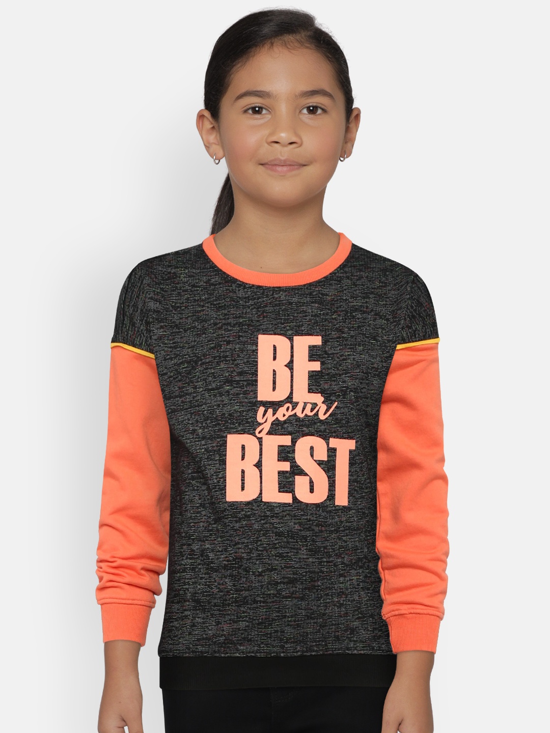

Allen Solly Junior Girls Charcoal Grey Printed Sweatshirt
