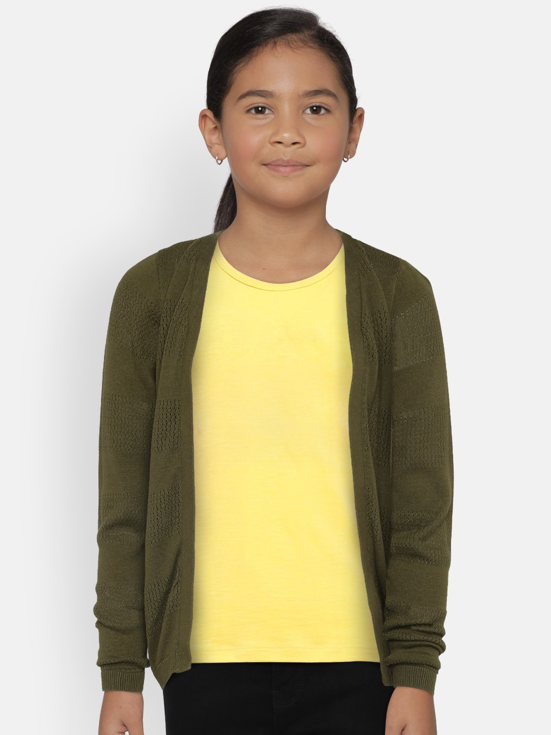 

Allen Solly Junior Girls Green Solid Front Open Sweater