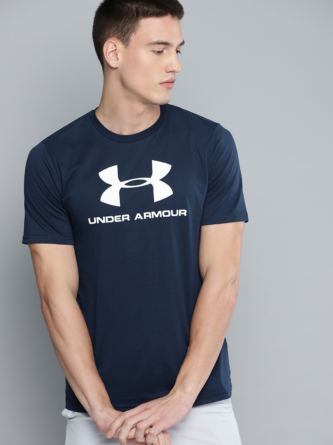 

UNDER ARMOUR Men Navy Sportstyle Logo T-shirt, Navy blue