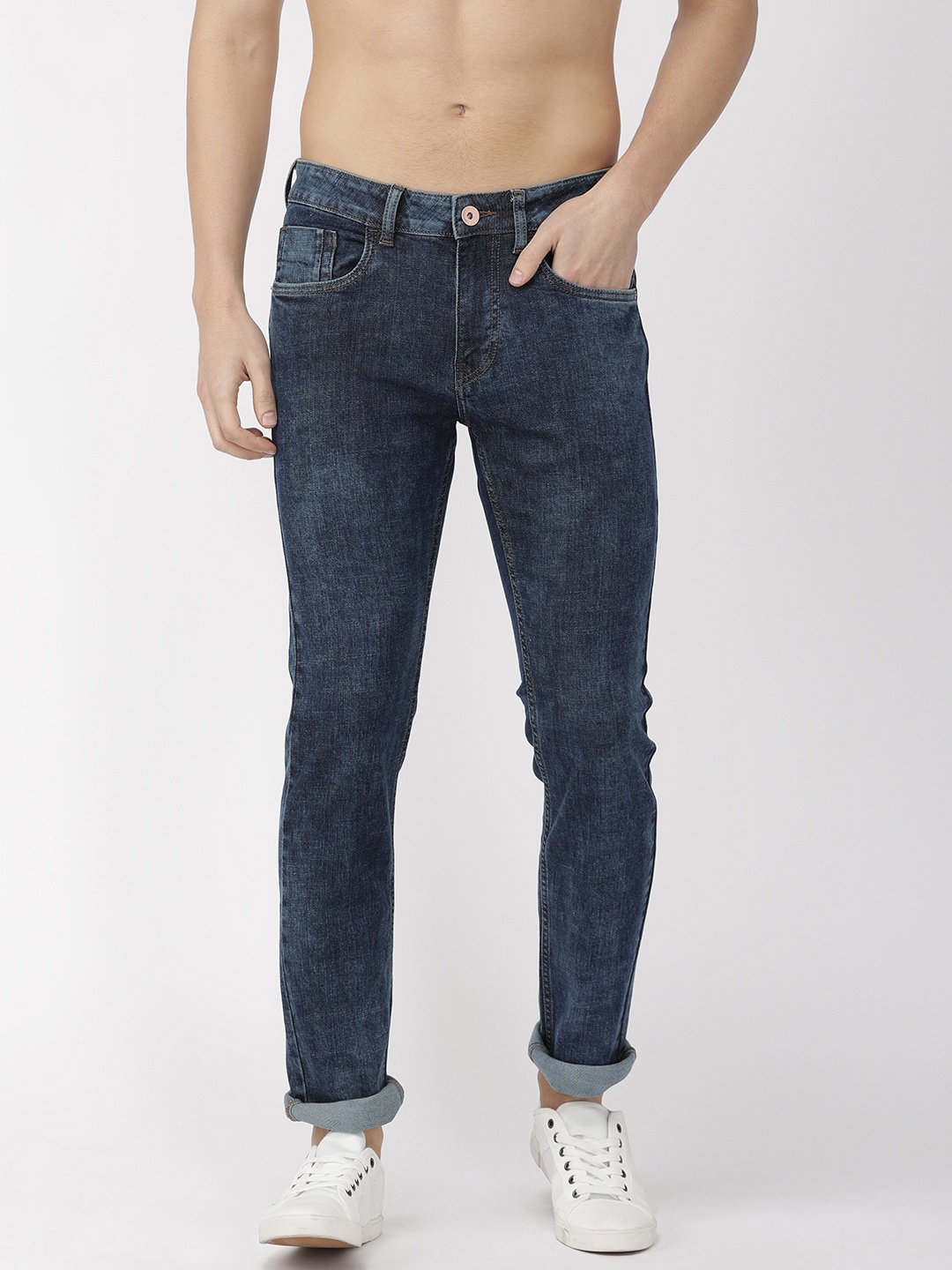 

Flying Machine Men Blue Micheal Slim Tapered Fit Low-Rise Clean Look Stretchable Jeans