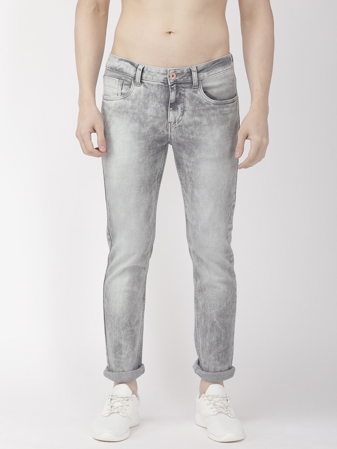 

Flying Machine Men Grey Michael Slim Tapered Fit Mid-Rise Clean Look Stretchable Jeans