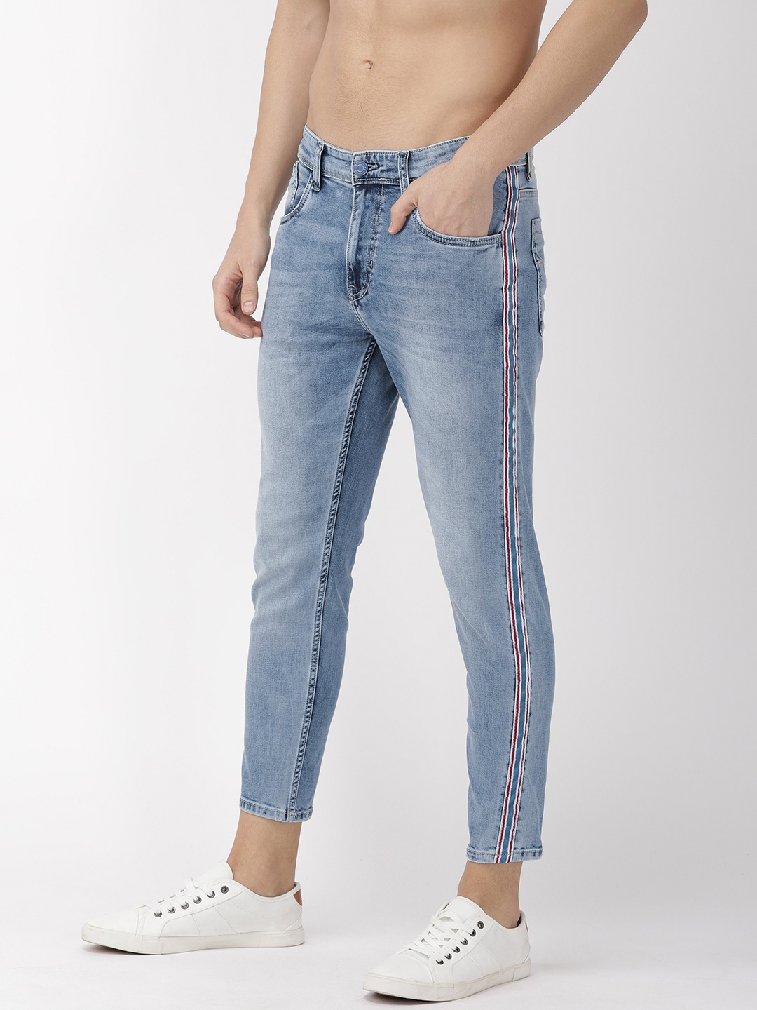 

Flying Machine Men Blue MjMankle Skinny Fit Mid-Rise Cropped Jeans
