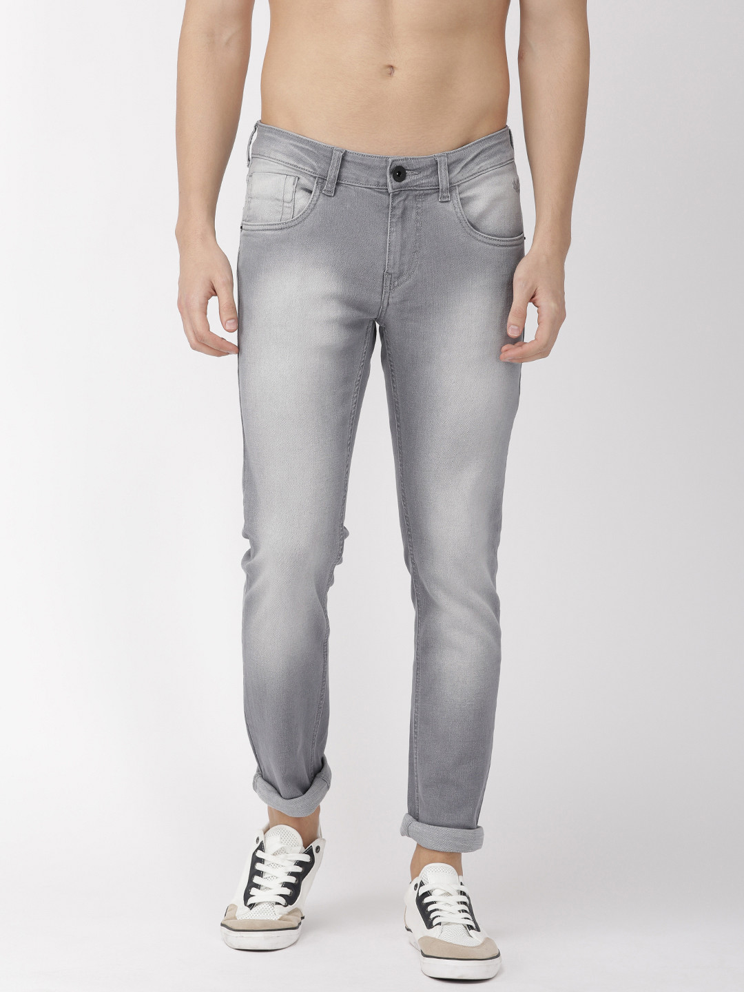 

Flying Machine Men Grey Michael Slim Tapered Fit Mid-Rise Clean Look Stretchable Jeans