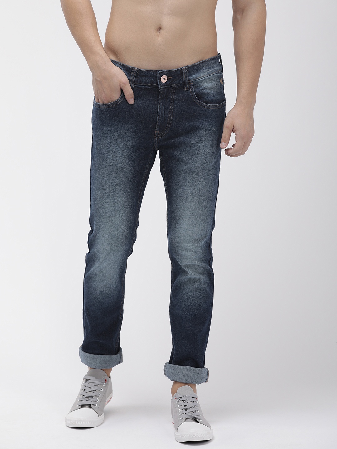 

Flying Machine Men Blue Michael Slim Tapered Fit Mid-Rise Clean Look Stretchable Jeans