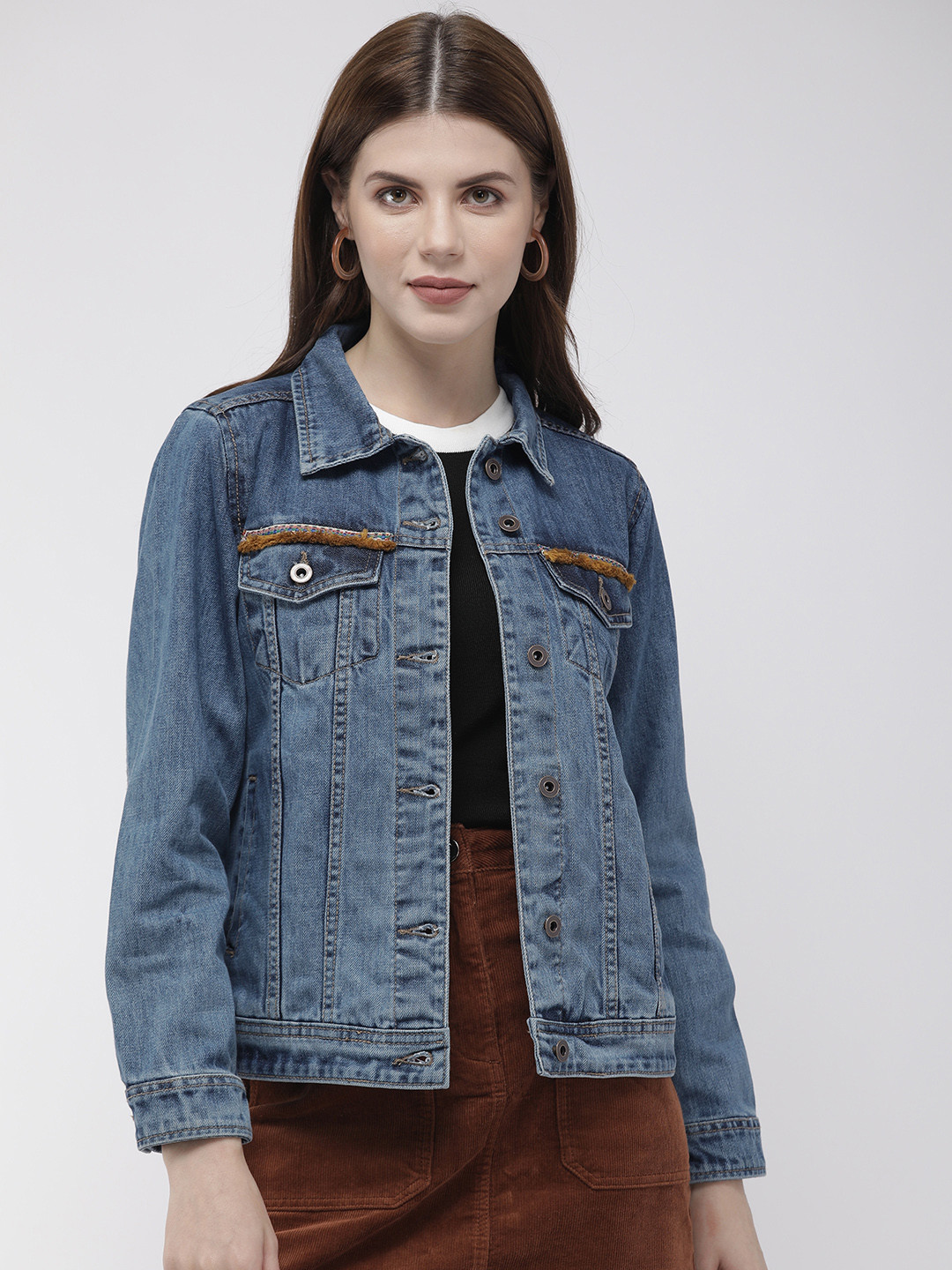 

Antheaa Women Blue Solid Denim Jacket