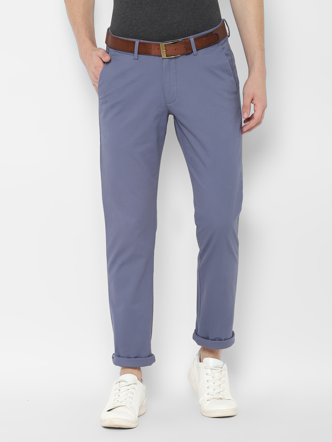 

Allen Solly Men Grey Regular Fit Solid Regular Trousers