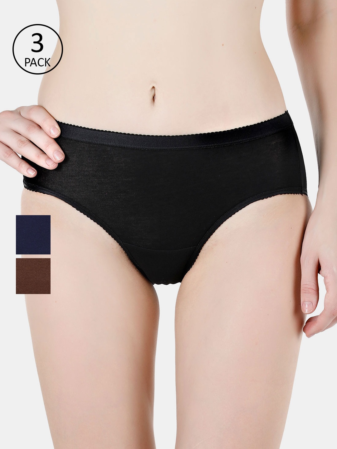 

Bonjour Women Pack of 3 Assorted Solid Basic Briefs RWA9S3802E-PO3-S