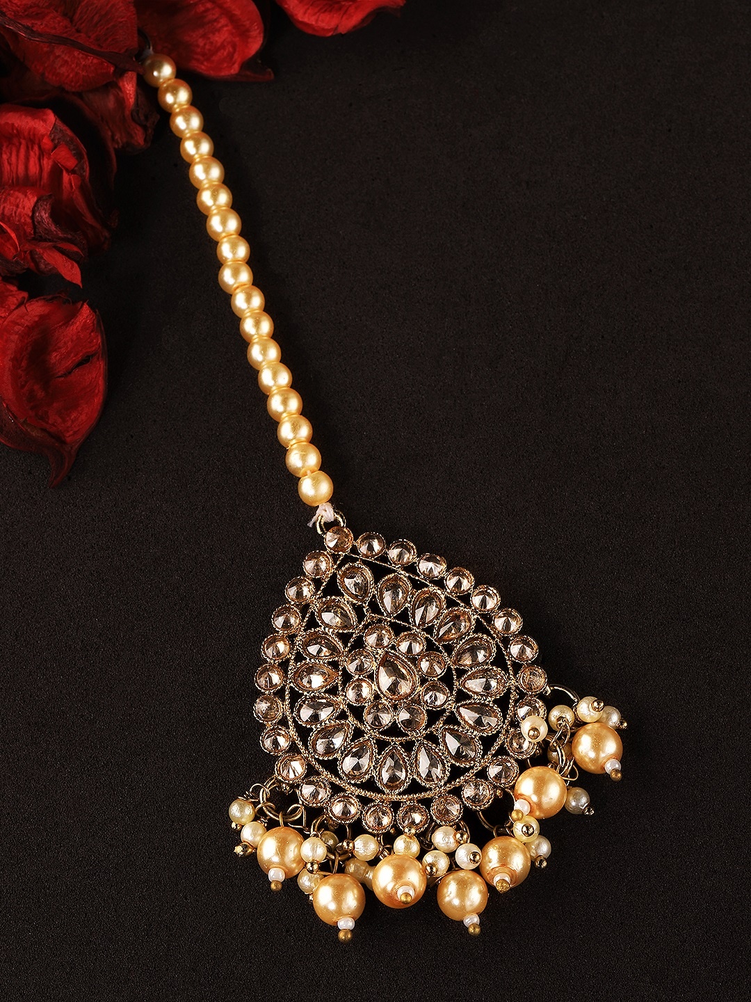 

Rubans Women Gold-Plated Hand-Crafted Pearl Embellished Maangtika