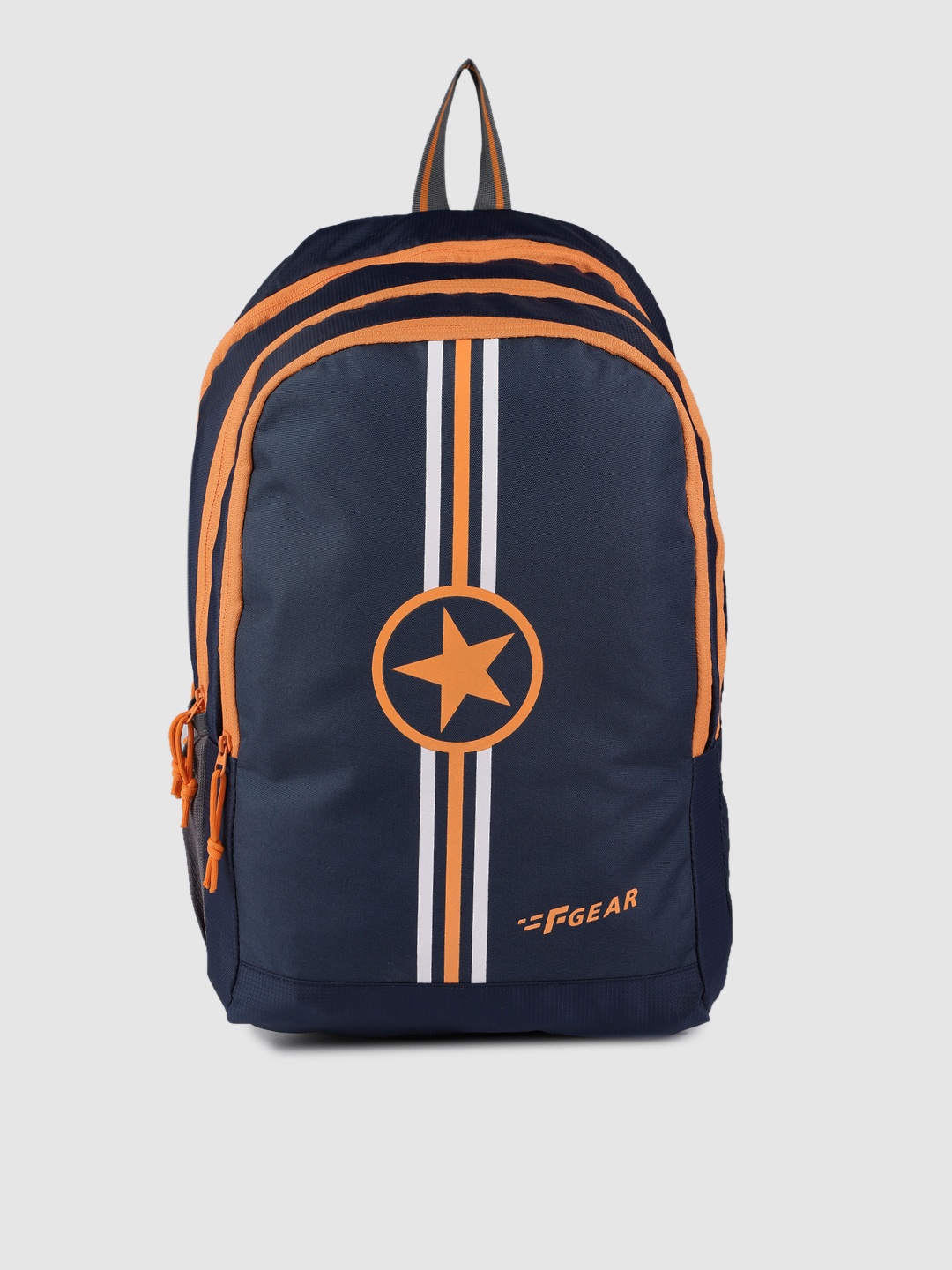 

F Gear Unisex Navy Blue & Orange Graphic Star Doby Backpack