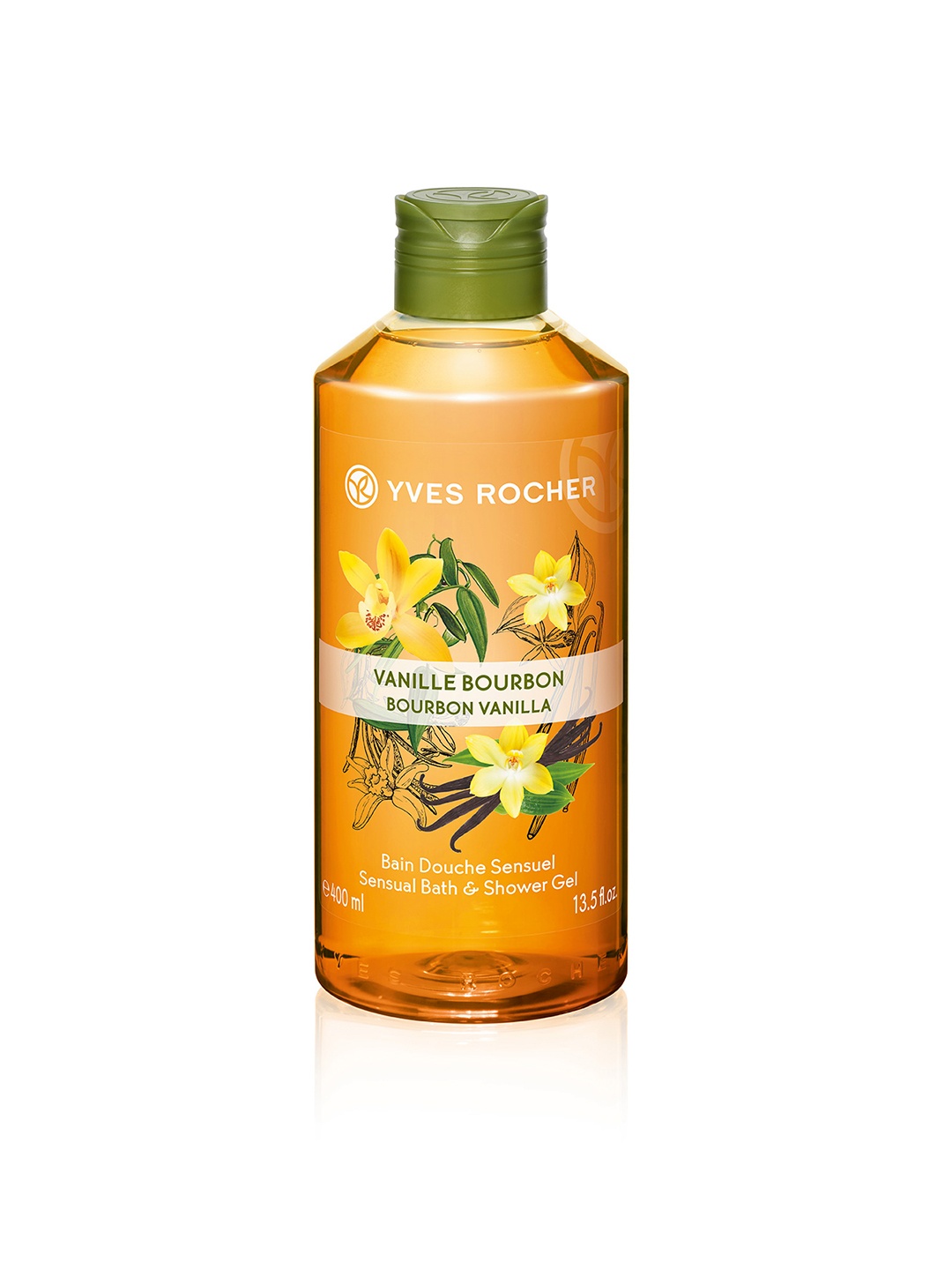 

YVES ROCHER Sustainable Bourbon Vanilla Sensual Bath & Shower Gel 400 ml, Brown