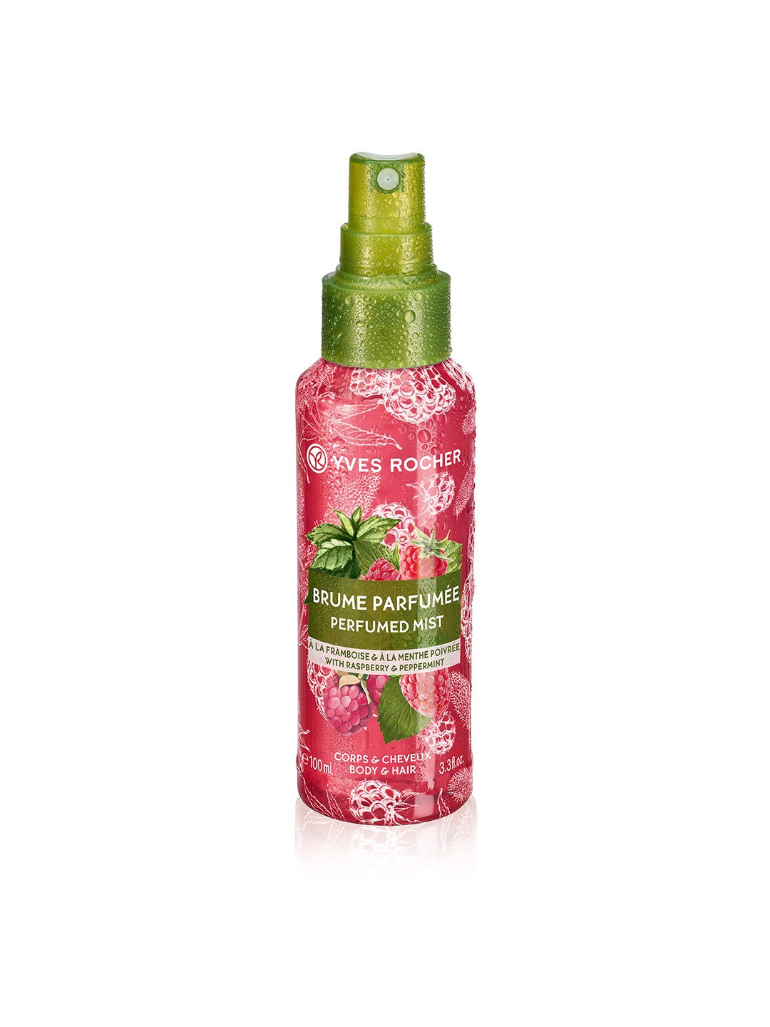 

Yves Rocher Raspberry & Peppermint Perfumed Sustainable Body & Hair Mist 100ml, Red