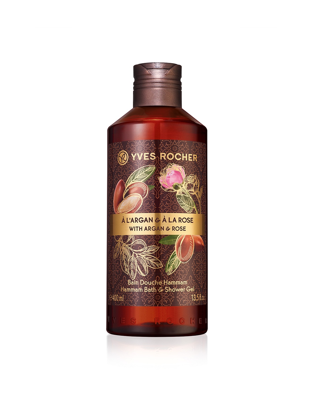 

YVES ROCHER Sustainable Hammam Argan & Rose Bath & Shower Gel 400 ml, Brown