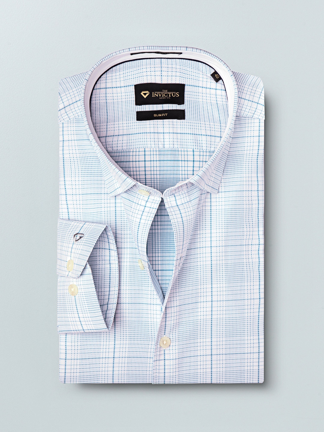 

INVICTUS Men White & Green Slim Fit Checked Formal Shirt