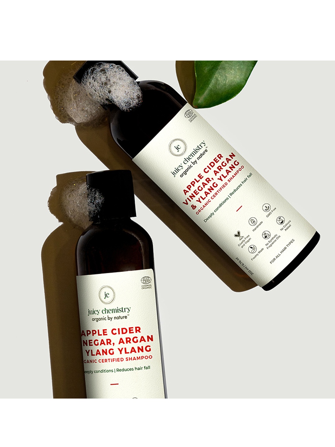 

Juicy Chemistry Apple Cider Vinegar, Ylang Ylang and Argan Organic Shampoo, Brown