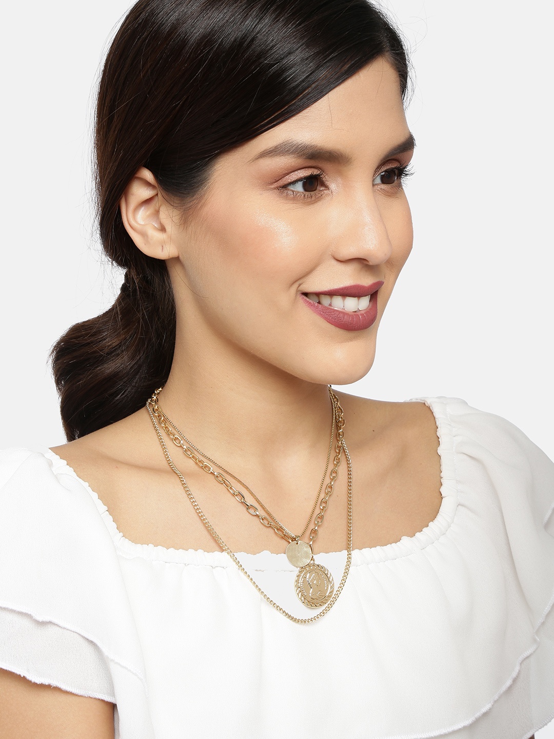 

Ayesha Gold-Toned Asymmetrical Layered Chain Linked Necklace