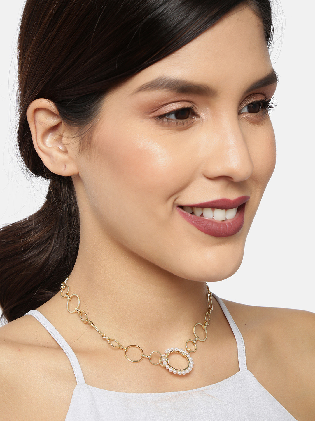 

Ayesha Gold-Plated Pearl Charm Choker Necklace