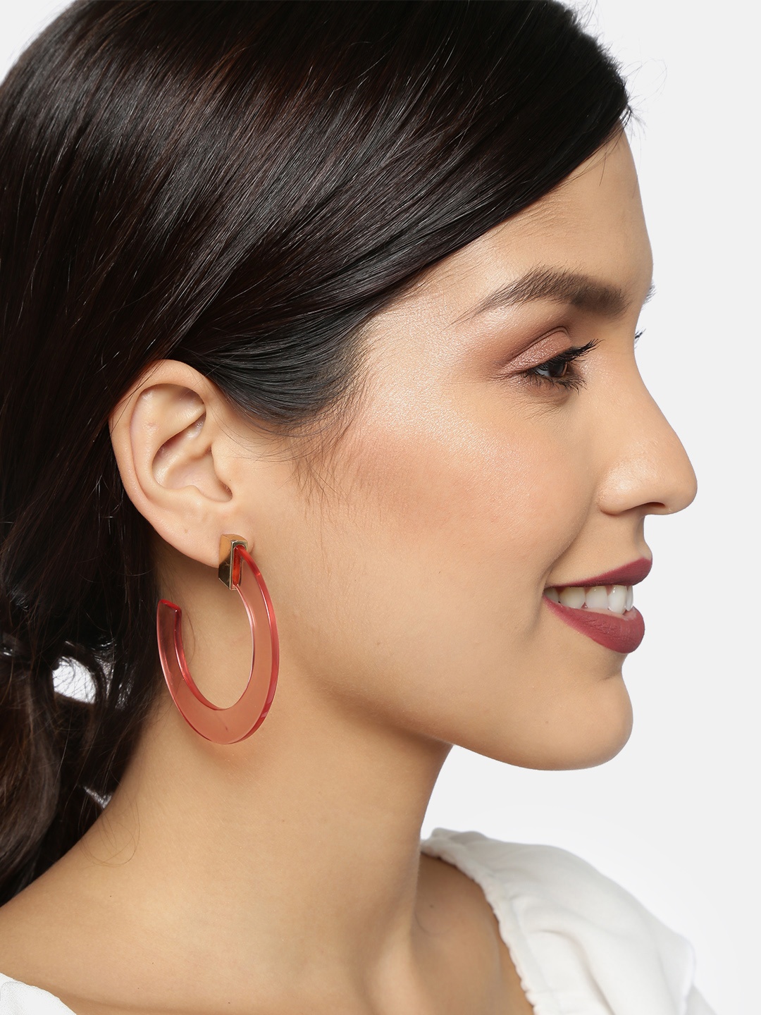 

Ayesha Pink & Gold-Toned Circular Half Hoop Earrings