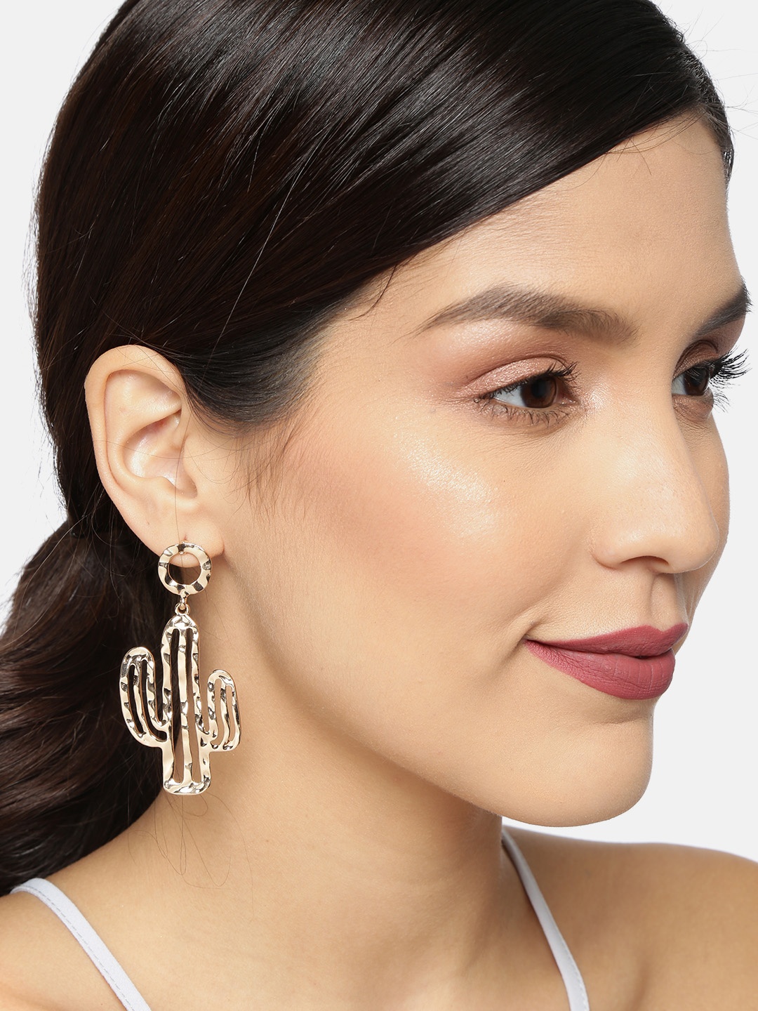 

Ayesha Gold-Toned Cactus Tree Shaped Drop Earrings