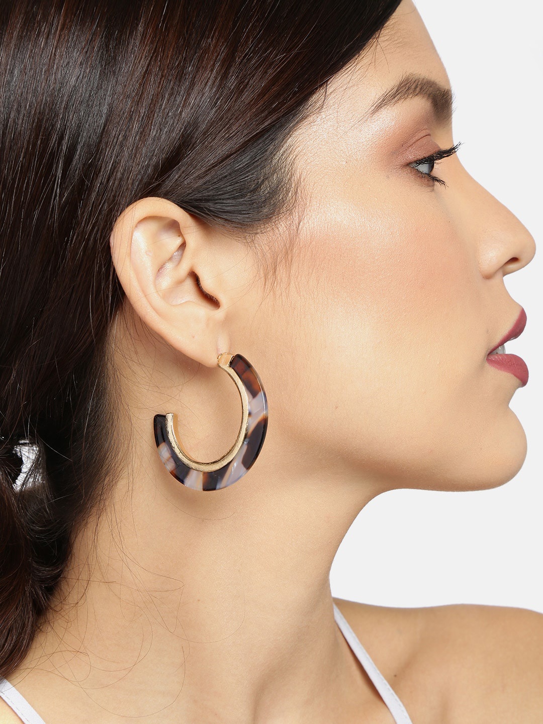 

Ayesha Blue Contemporary Animal Print Flat Hoop Earrings
