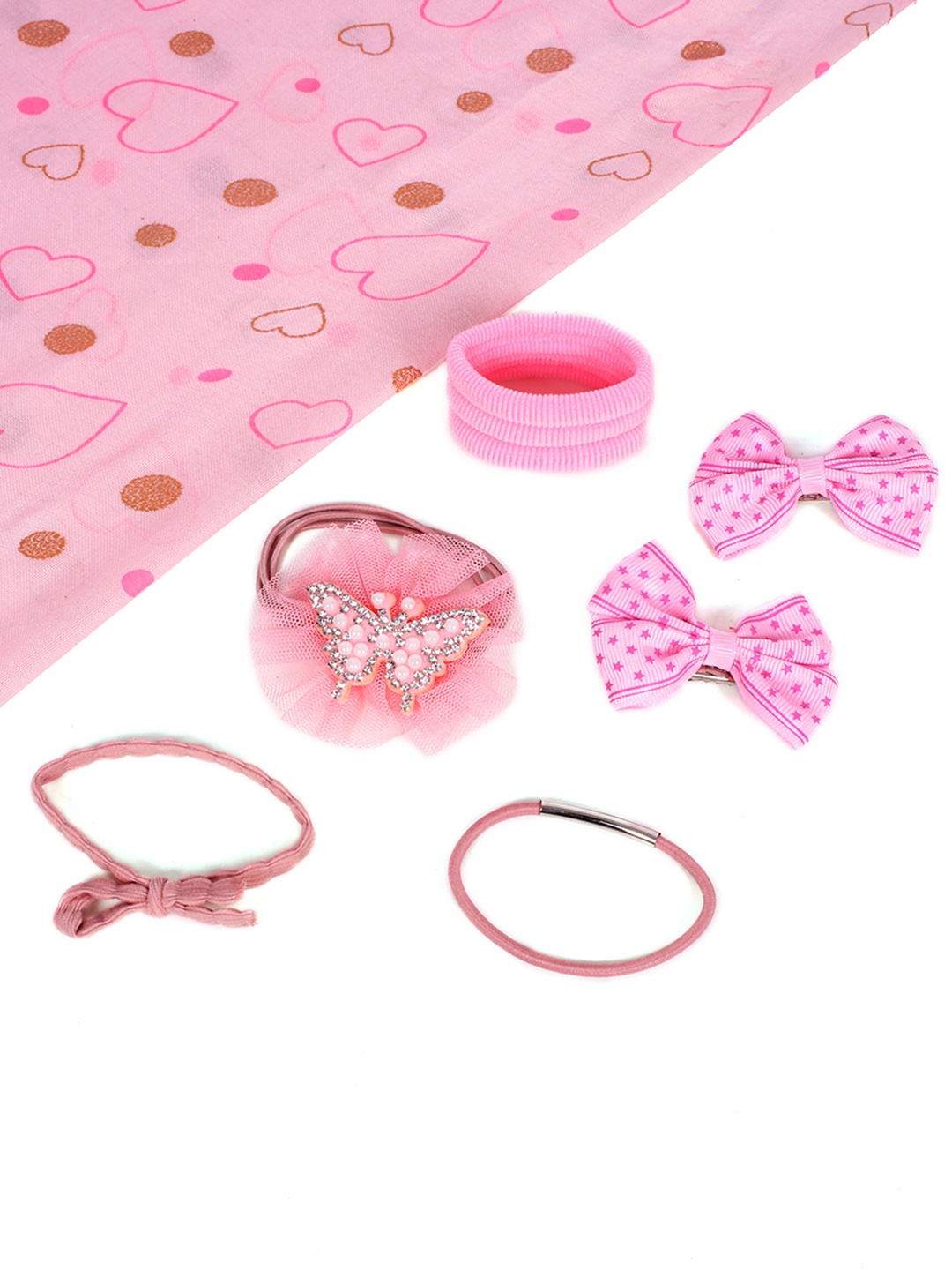 

lil' star Pink Embellished Hair Clip & Rubber Band Set