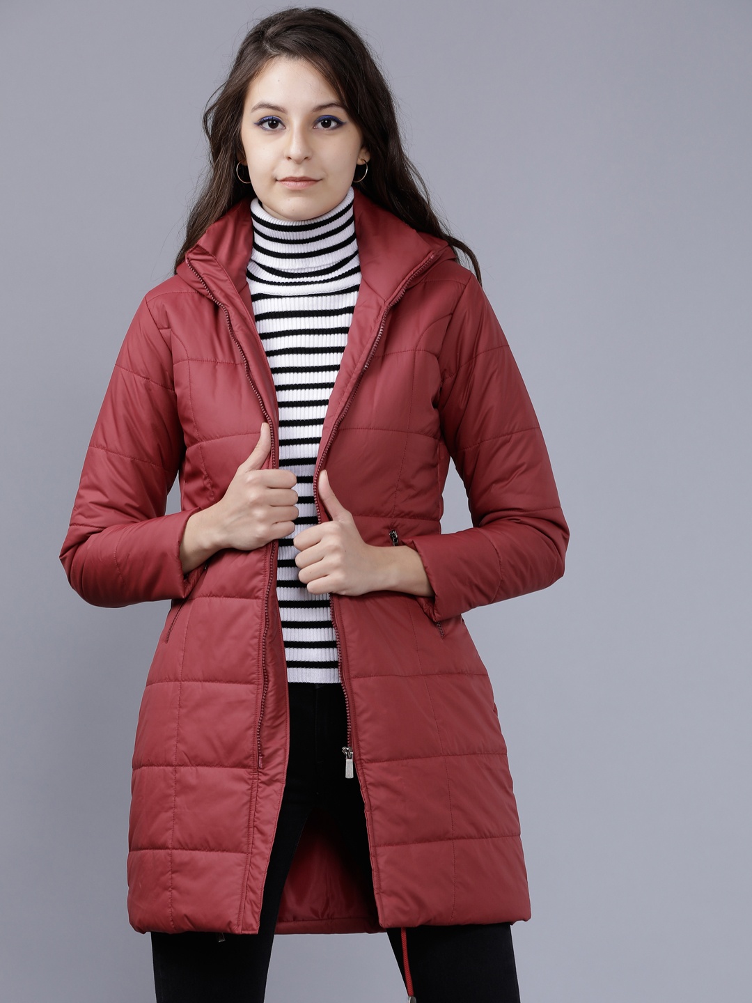 

Tokyo Talkies Women Maroon Solid Puffer Jacket