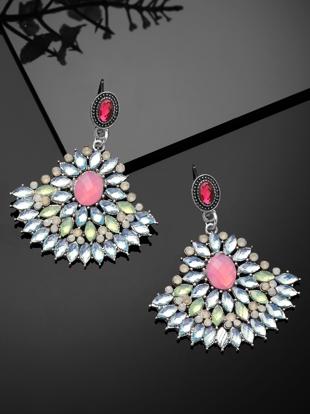 

Rubans Women Blue & Pink Classic Drop Earrings