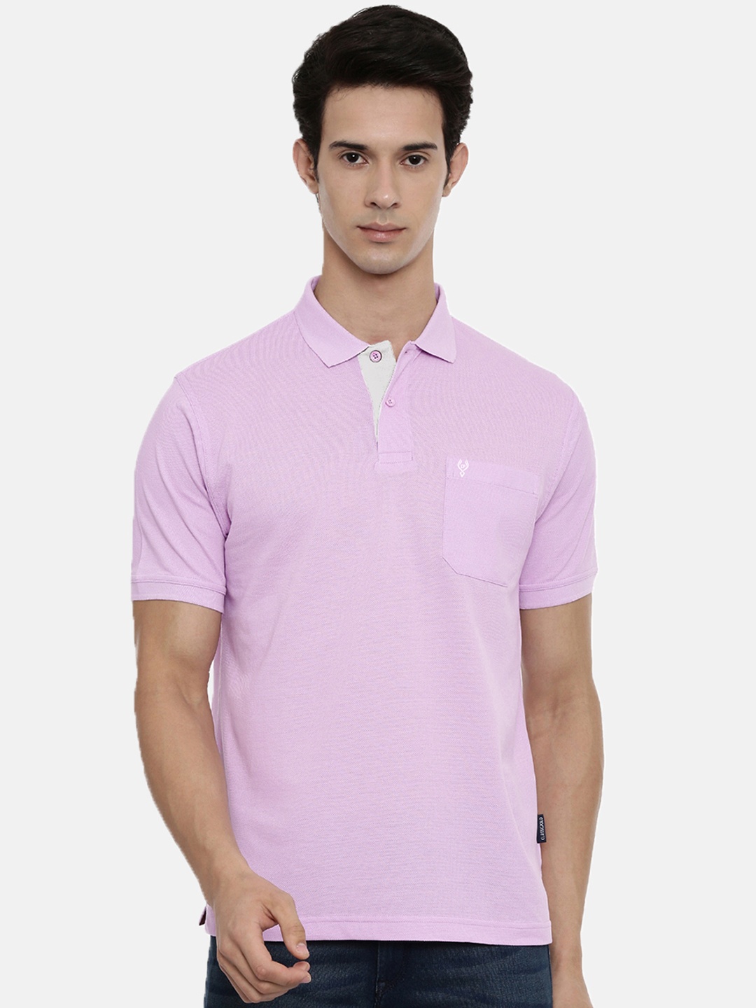 

Classic Polo Men Purple Solid Polo Collar Slim Fit T-shirt