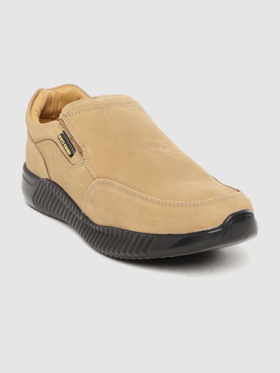 

Red Chief Men Beige Solid Leather Slip-On Sneakers