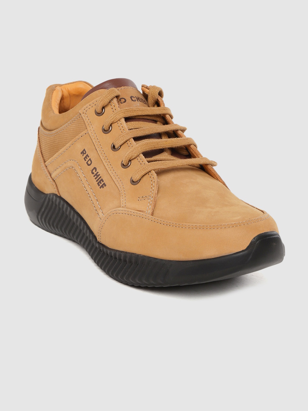 

Red Chief Men Camel Brown Solid Leather Sneakers