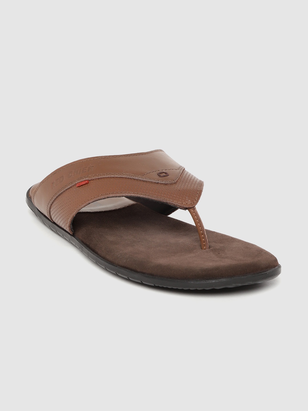 

Red Chief Men Brown Leather Textured Comfort Sandals